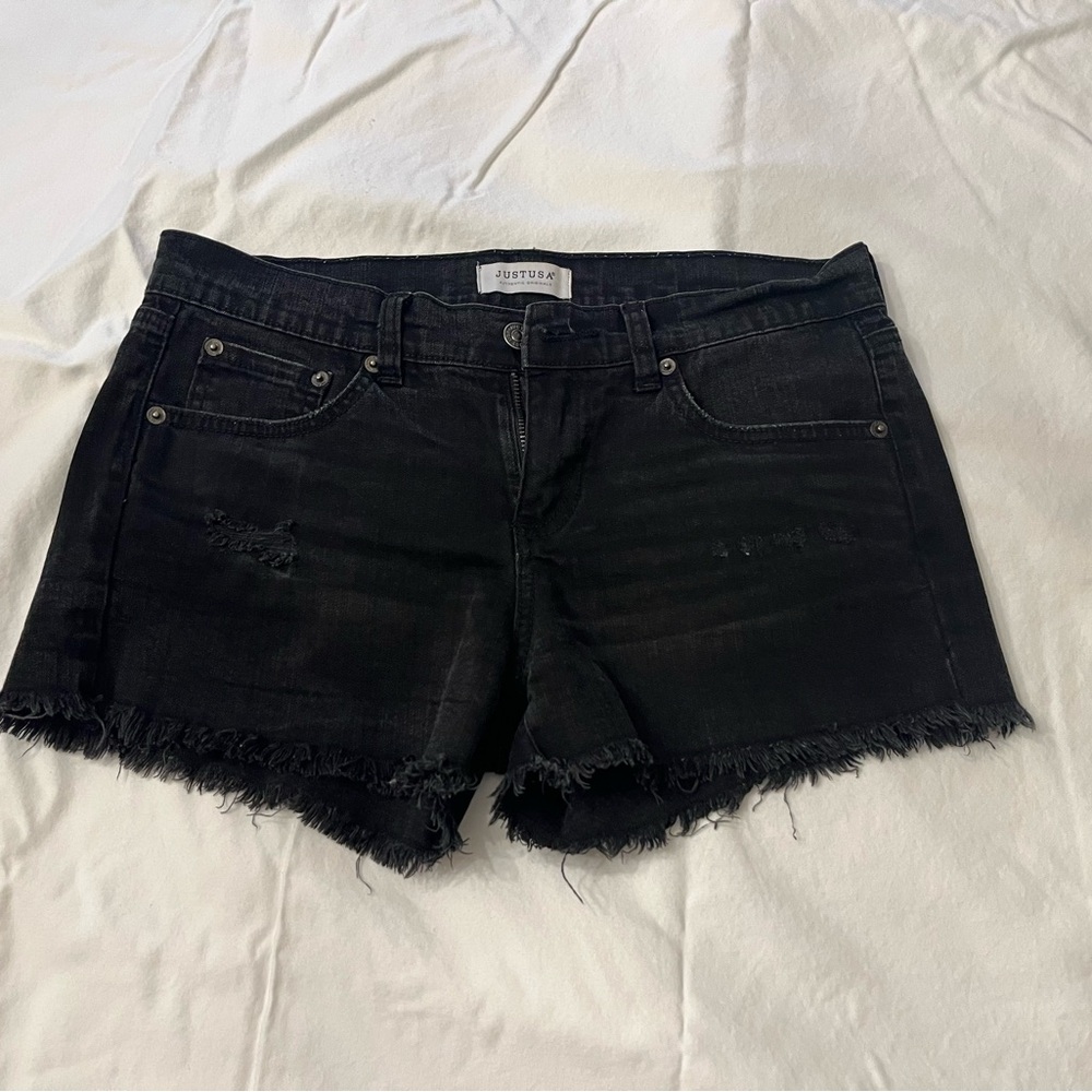 Just USA black denim distressed shorts